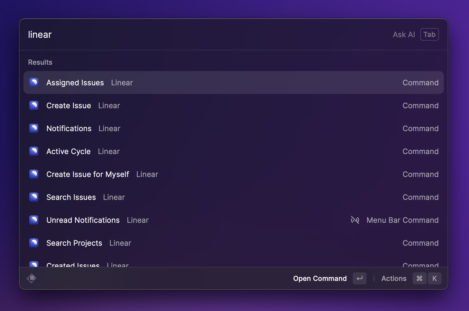 Linear commands